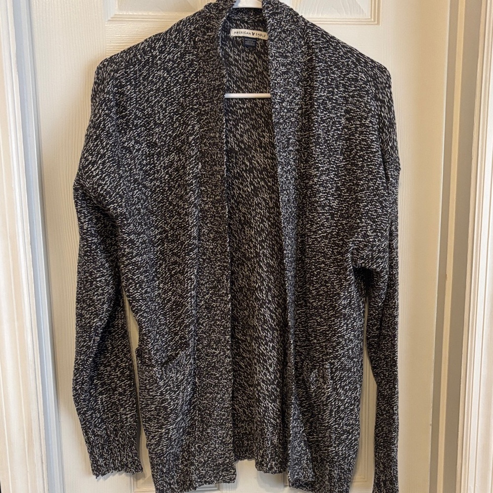 Black and White Knit Cardigan